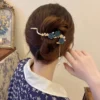 Super Fairy Exquisite Plum Blossom Tassel One-Word Clip Rose Flower Twist Hair Female Back Head Plate H
