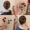 Super Fairy Exquisite Plum Blossom Tassel One-Word Clip Rose Flower Twist Hair Female Back Head Plate H