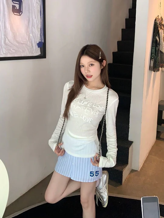 Blue Stripe Mini Skirt