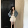 High Waist White Layered Skirt