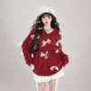 Mesh Ribbon Knitted Long Sleeve Top