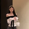Off Shoulder Knitted Long Sleeve Top
