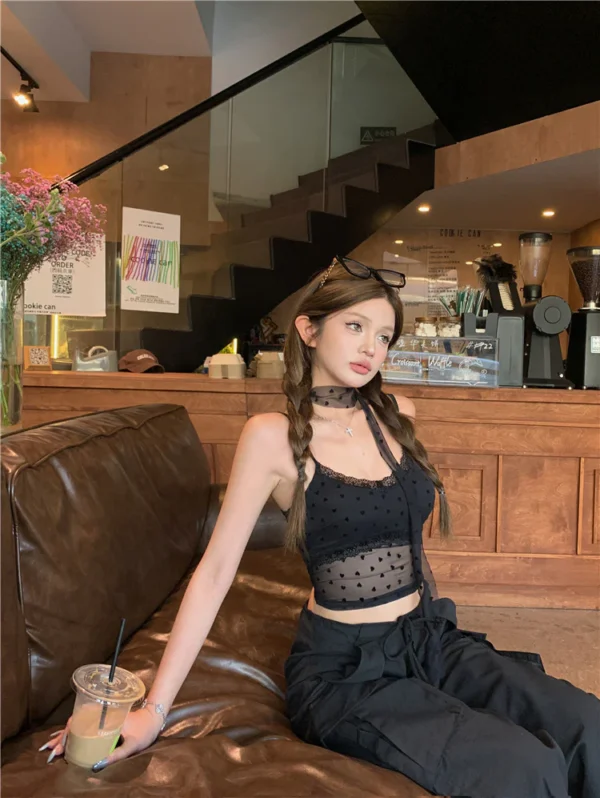 Sexy Black Polka Dot Top