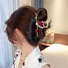 French Romantic Rose Flower Clip Pearl Hair Retro Elegant Large Size
