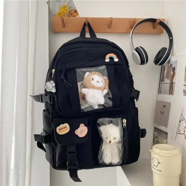 School backpack women bag pack window clear