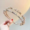 Diamond Pearl Double-Layer Headband Korean Sweet Celebrity Super Fairy Hair Accessories Double Row Headwear