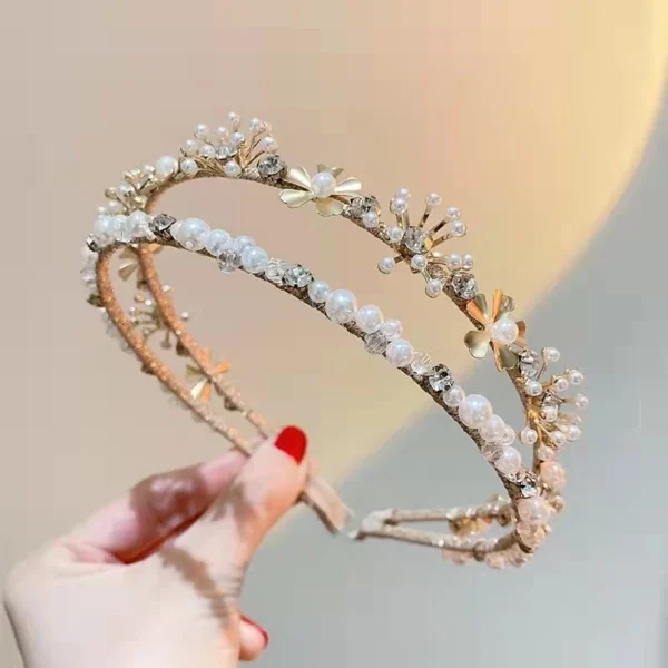 Diamond Pearl Double-Layer Headband Korean Sweet Celebrity Super Fairy Hair Accessories Double Row Headwear