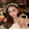 Diamond Pearl Double-Layer Headband Korean Sweet Celebrity Super Fairy Hair Accessories Double Row Headwear