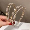 Diamond Pearl Double-Layer Headband Korean Sweet Celebrity Super Fairy Hair Accessories Double Row Headwear