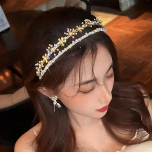 Diamond Pearl Double-Layer Headband Korean Sweet Celebrity Super Fairy Hair Accessories Double Row Headwear