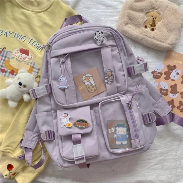 School backpack women bag pack window clear