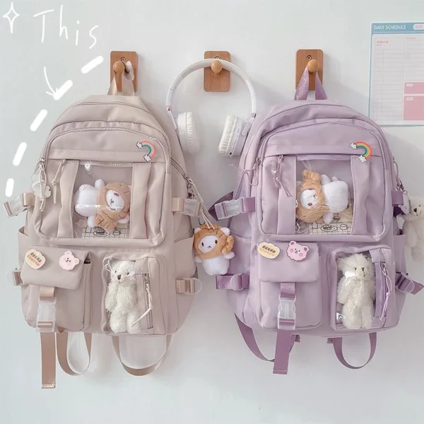 School backpack women bag pack window clear