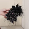 Brocade Autumn Winter New Style Flash Diamond Flower Shark Clip Super Fairy Feather Clip Back Head Princess Hair Clip