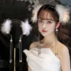 Super Fairy Feather Flower Pearl Tassel Double-Layer Headband
